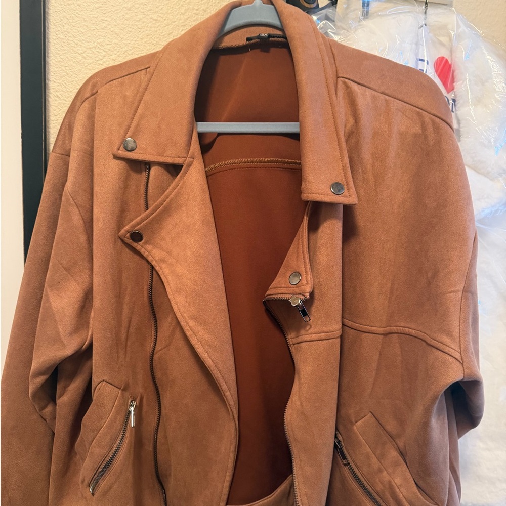 Fashion Nova Women's Tan Suede Jacket